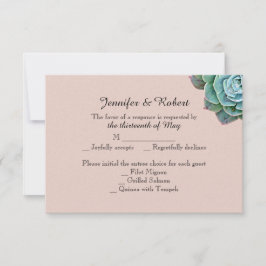 Blush Succulent Wedding Response Card RSVP Karte