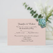 Blush Succulent Wedding Response Card RSVP Karte (Stehend Vorderseite)