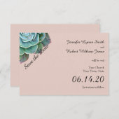 Blush Succulent Wedding Save the Date (Vorne/Hinten)