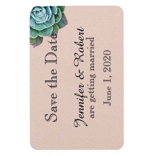 Blush Succulent Wedding Save the Date Magnet (Vertikal)