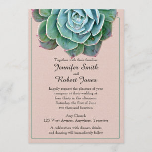 Blush Sukkulente Einladung zur Hochzeit