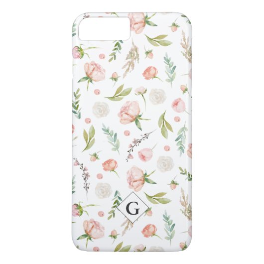 Blush Summer Floral Pattern | Monogramm Case-Mate iPhone Hülle (Rückseite)