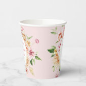 Blush Summer Floral Romantisches Brautparty Pappbecher (Links)