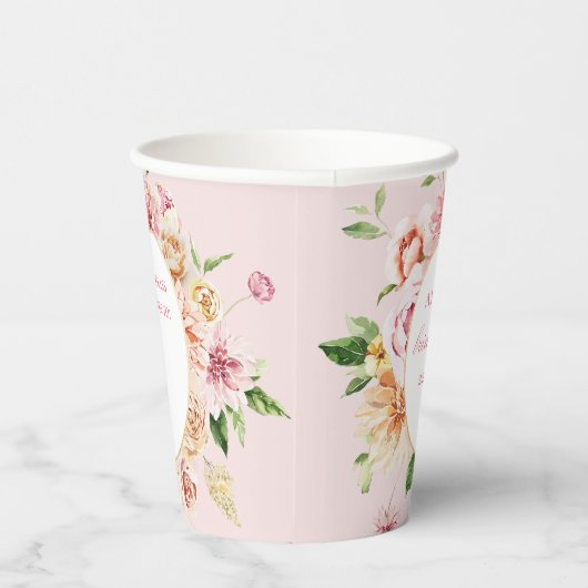 Blush Summer Floral Romantisches Brautparty Pappbecher (Rechts)