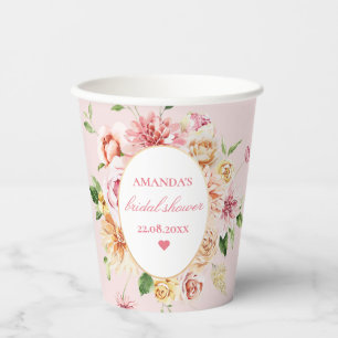 Blush Summer Floral Romantisches Brautparty Pappbecher