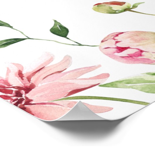 Blush Summer Floral Romantisches Brautparty Willko Poster (Ecke)