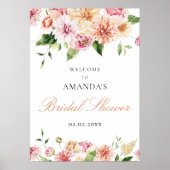 Blush Summer Floral Romantisches Brautparty Willko Poster (Vorne)