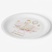 Blush Swan Princess mit Ballon & Schmetterlingen Pappteller (Schrägansicht)
