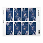 Blush Swirl Rose Gold Jeweled Blue Wine Label (Vorne)