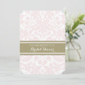 Blush Tan Damask Bridal Dusche Einladungskarten (Stehend Vorderseite)