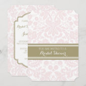 Blush Tan Damask Bridal Dusche Einladungskarten (Vorne/Hinten)