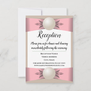 Blush & Tan Pearl Ribbon Hochzeitsempfang Einladung