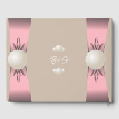 Blush & Tan Pearl Ribbon Wedding Gästebuch (Rückseite)