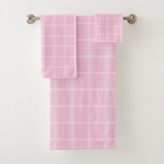Blush Tartan Bath Towels Elegant Everyday Luxury Badhandtuch Set (Insitu)