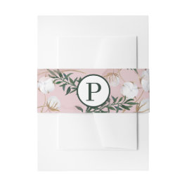 Blush Taupe Baumwolle Blumengrün Rustikale Hochzei Einladungsbanderole