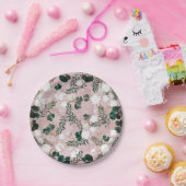 Blush Taupe Baumwolle Blumengrün Rustikale Hochzei Pappteller (Party)