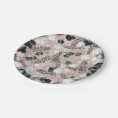 Blush Taupe Baumwolle Blumengrün Rustikale Hochzei Pappteller (Schrägansicht)