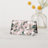 Blush Taupe Baumwolle Blumengrün Rustikale Hochzei Platzkarte (Rückseite)