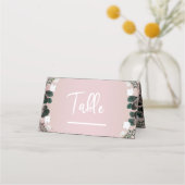 Blush Taupe Baumwolle Blumengrün Rustikale Hochzei Platzkarte (Vorderseite)