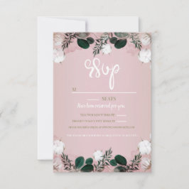 Blush Taupe Baumwolle Blumengrün Rustikale Hochzei RSVP Karte