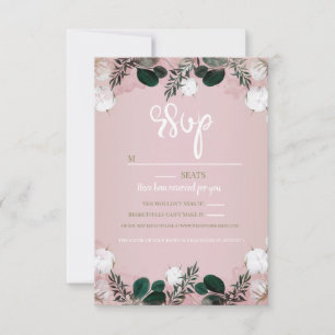 Blush Taupe Baumwolle Blumengrün Rustikale Hochzei RSVP Karte
