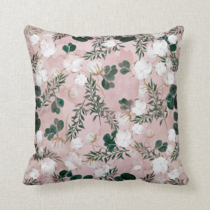 Blush Taupe Baumwolle Blumengrün Rustikale Shabby Kissen