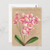 Blush Taupe Orchideo Personalisierte Wasserfarbe Postkarte (Vorne/Hinten)