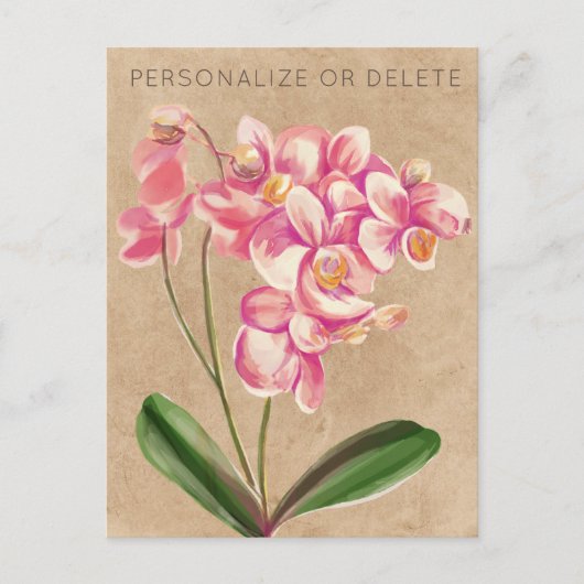 Blush Taupe Orchideo Personalisierte Wasserfarbe Postkarte (Vorderseite)