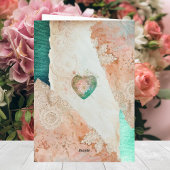 Blush Teal Baroque Sacred Heart Happy Valentines Karte