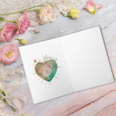 Blush Teal Baroque Sacred Heart Happy Valentines  Karte