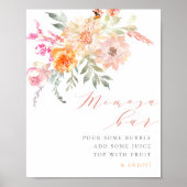 Blush Teal Floral Baby Shower Mimosa Bar Sign Poster (Vorne)