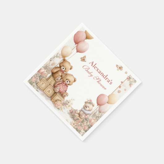 Blush Teddy Bear Baby Dusche Serviette (Ecke)