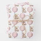 Blush Teddy Bear Babydusche Umhängeschilder Geschenkpapier Set (Beispiel)