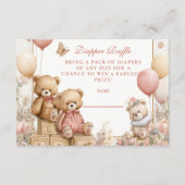 Blush Teddy Bear Diapper Raffle Begleitkarte (Vorderseite)