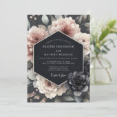 Blush Tenebrous Bloom Hochzeit Einladung (Stehend Vorderseite)