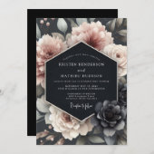 Blush Tenebrous Bloom Wedding Einladung (Vorne/Hinten)