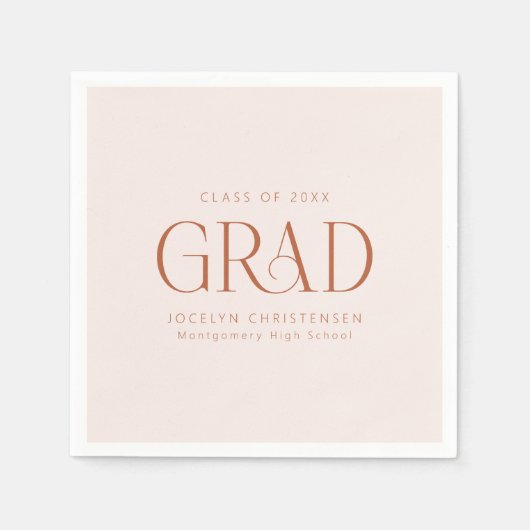 Blush Terracotta Custom Minimalistisch Grad Party Serviette (Vorderseite)