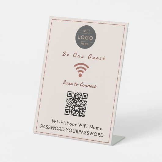 Blush Terrakotta QR-Code WiFi-Schild Sockelschild (Vorderseite)