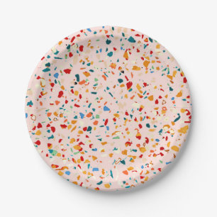 Blush Terrazzo Rosa eklektische Fußketten ABST Pappteller