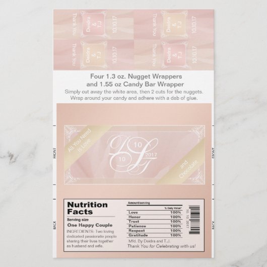 Blush Theme Candy Bar und Nugget Wrappers Flyer (Vorne)