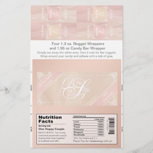 Blush Theme Candy Bar und Nugget Wrappers Flyer (Vorne)