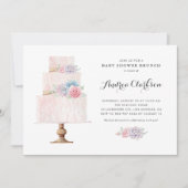 Blush Tiered Cake Succulents Babydusche Brunch Einladung (Vorderseite)