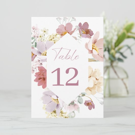 Blush-Tischnummer Menükarte (Stehend Vorderseite)