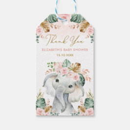 Blush Tropical Blume Elephant Girl Baby Dusche Geschenkanhänger