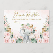 Blush Tropical Boho Elephant Baby Diaper Raffle