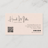 Blush | Tropical Floral Palms QR Code  Visitenkarte (Rückseite)