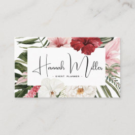 Blush | Tropical Floral Palms QR Code  Visitenkarte