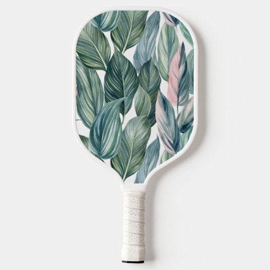 Blush Tropical Leaf Pickleball Schläger (Rückseite)