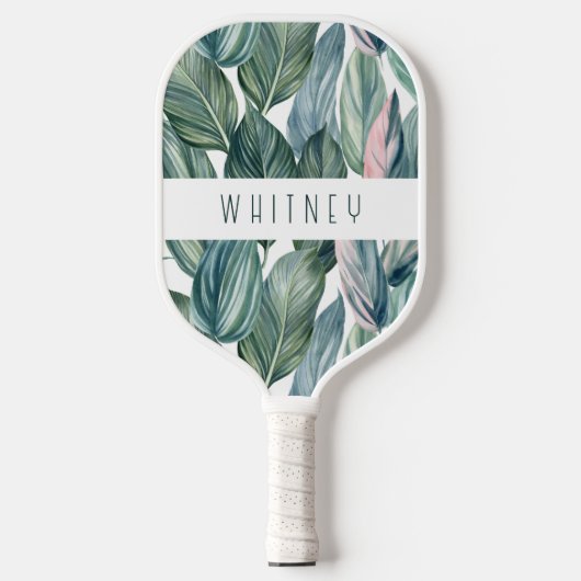 Blush Tropical Leaf Pickleball Schläger (Vorderseite)