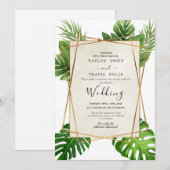 Blush Tropical Palm Wedding Einladung (Vorne/Hinten)